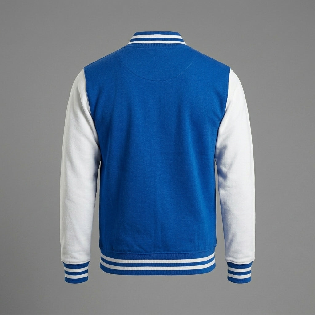 Men’s Blue Cotton Baseball Varsity Jacket – Classic Letterman Bomber