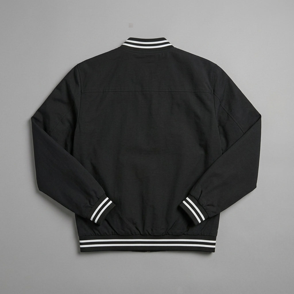 Men’s Lightweight Windbreaker Jacket – Casual Black Spring/Fall Bomber with Pockets