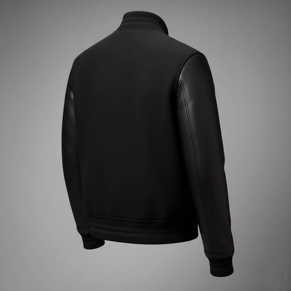 Men’s Black Varsity Jacket – Classic College Letterman