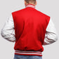 Red Wool & White Genuine Leather Varsity Letterman Jacket