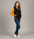 Black & Orange Women’s Varsity Leather Jacket