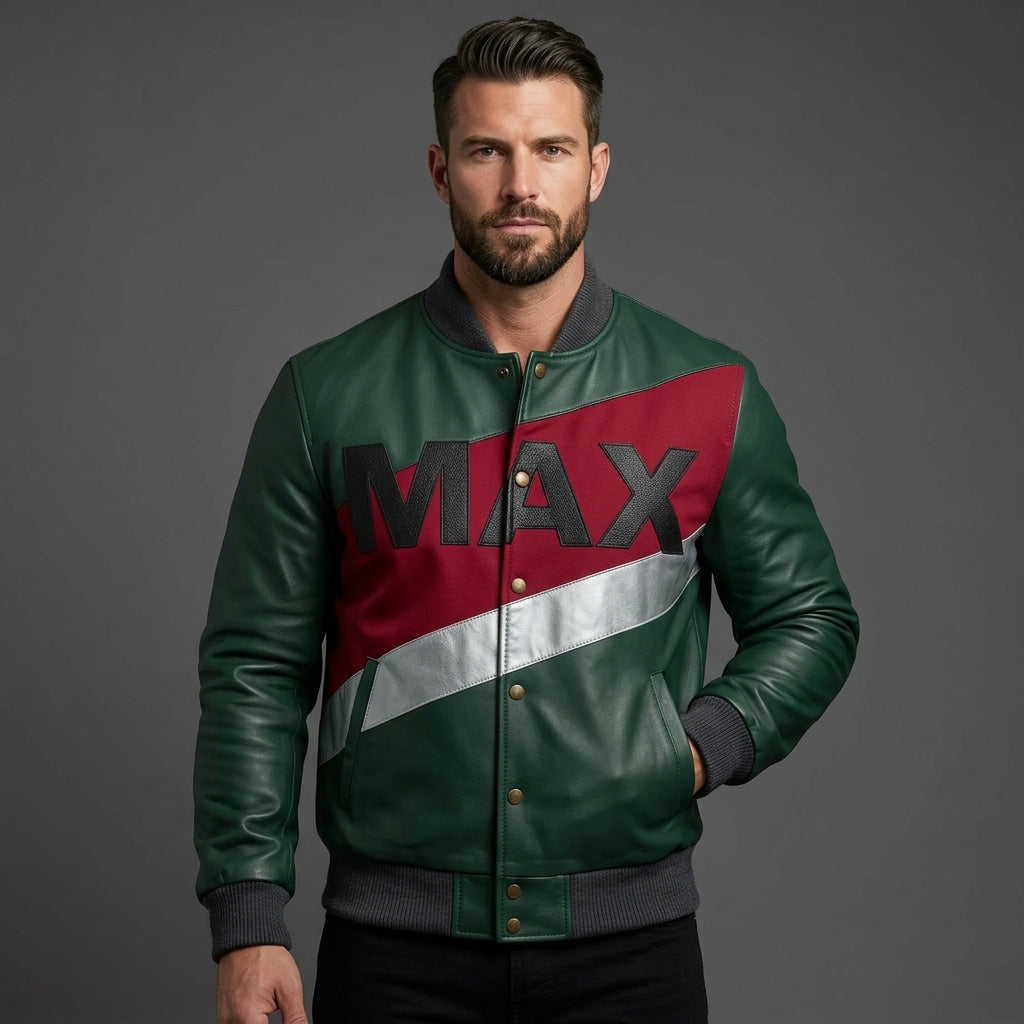 Men’s Varsity Jacket with MAX Logo – Retro Streetwear Style
