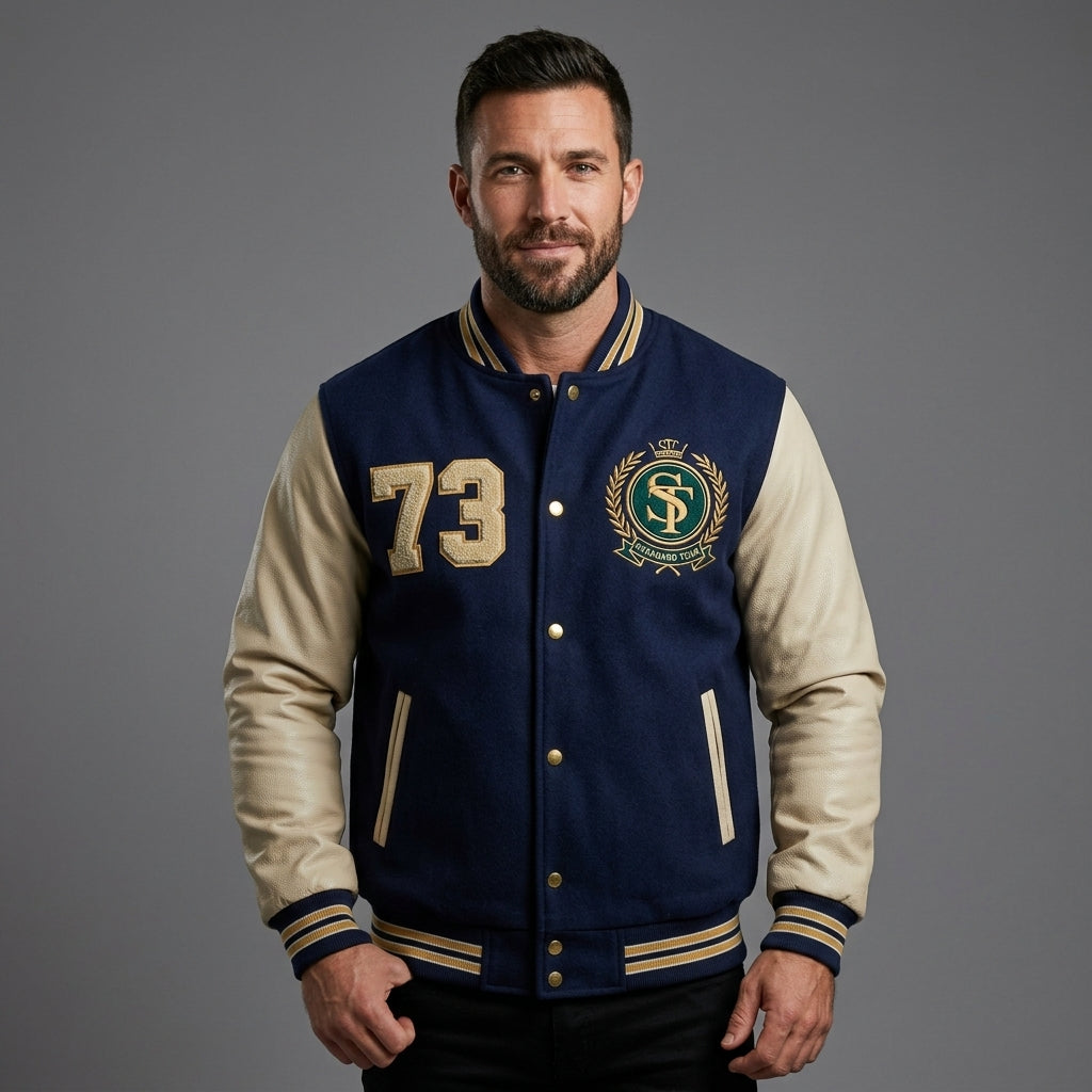 Men’s Slim Fit Varsity Bomber Jacket – Cotton Casual Streetwear Style