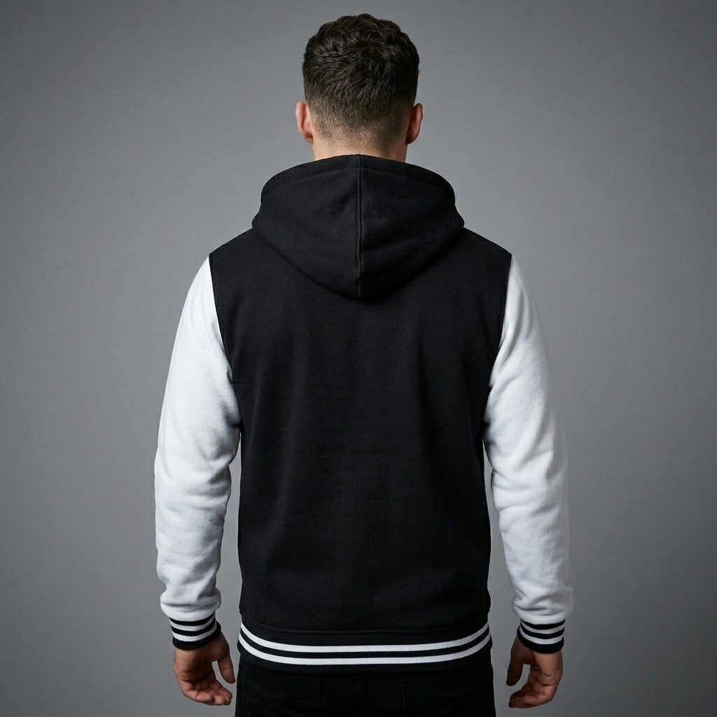 hoodie Black varsity jacket men-letterman jacket men-baseball hoodie-mens lightweight