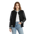 All-Black Leather Women’s Varsity Jacket