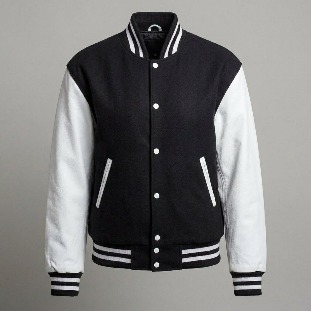 Arctic Duo Black & White Women Varsity Winter Jacket