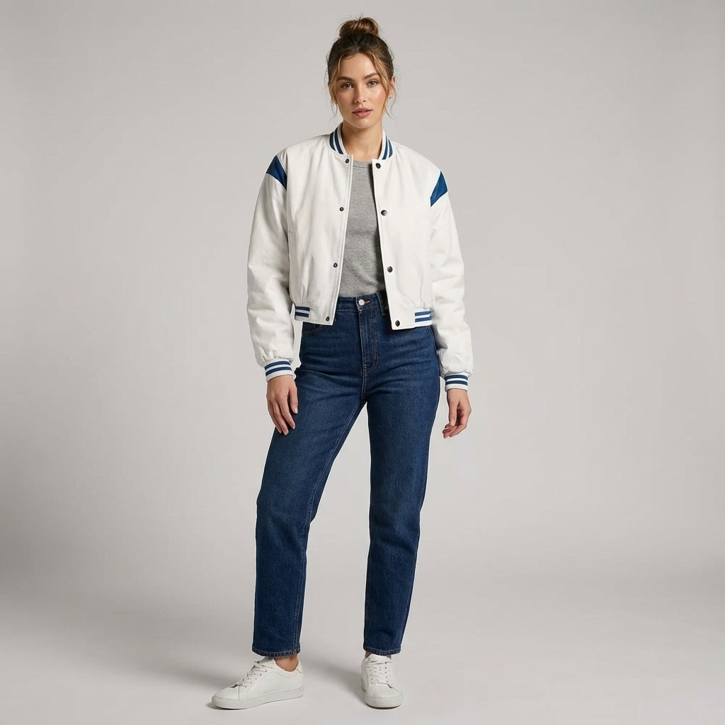 Arctic White Women’s Varsity Jacket