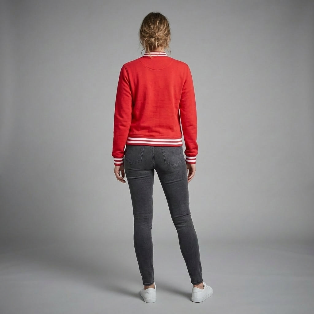 Aura Red Classic Women’s Varsity Jacket