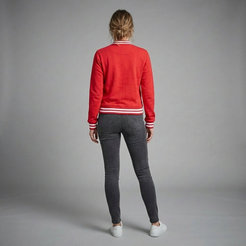 Aura Red Classic Women’s Varsity Jacket