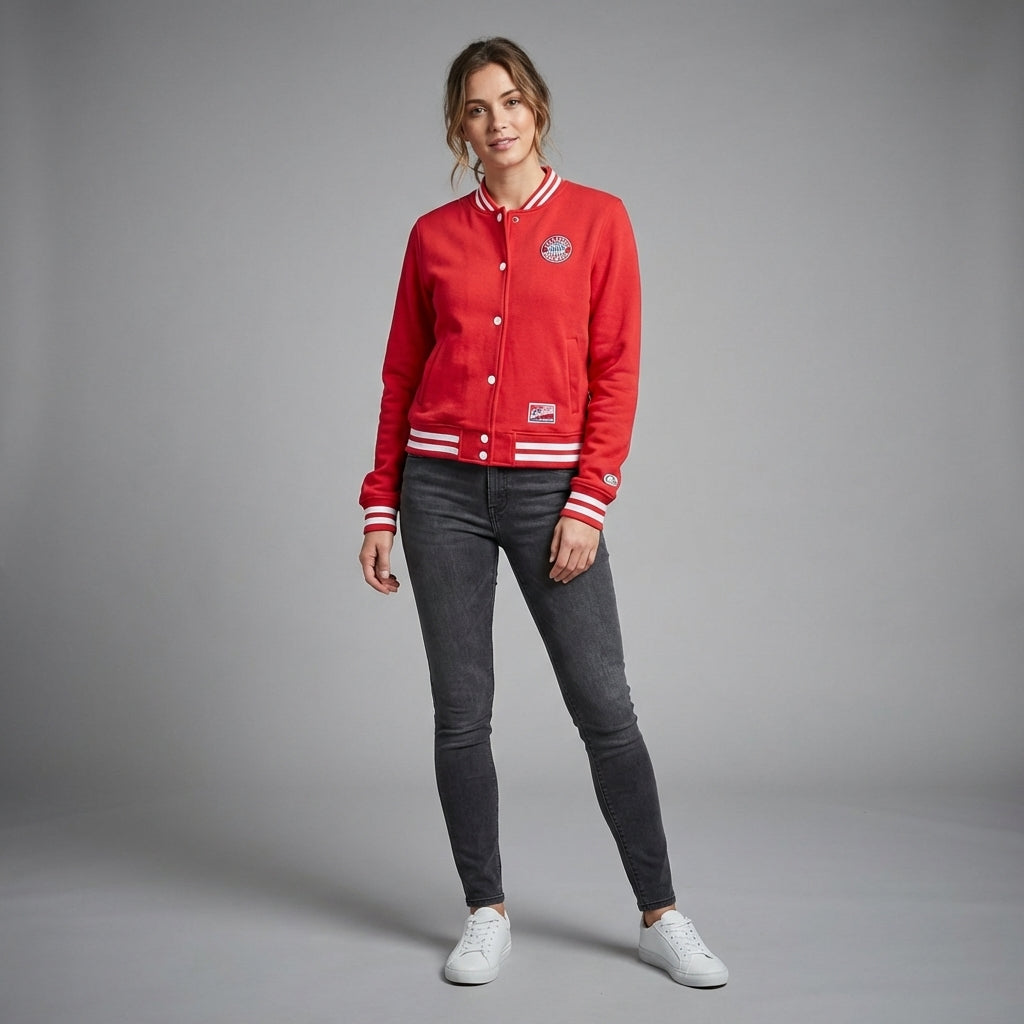 Aura Red Classic Women’s Varsity Jacket