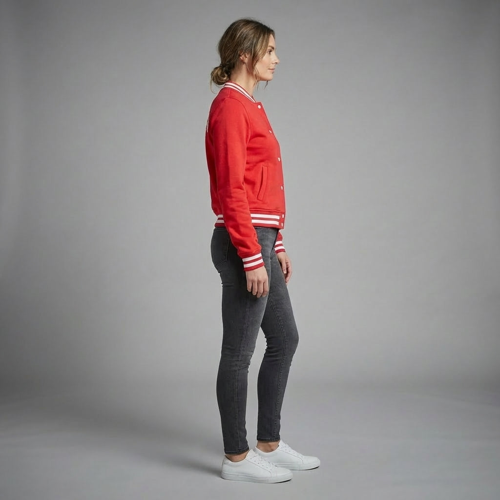 Aura Red Classic Women’s Varsity Jacket