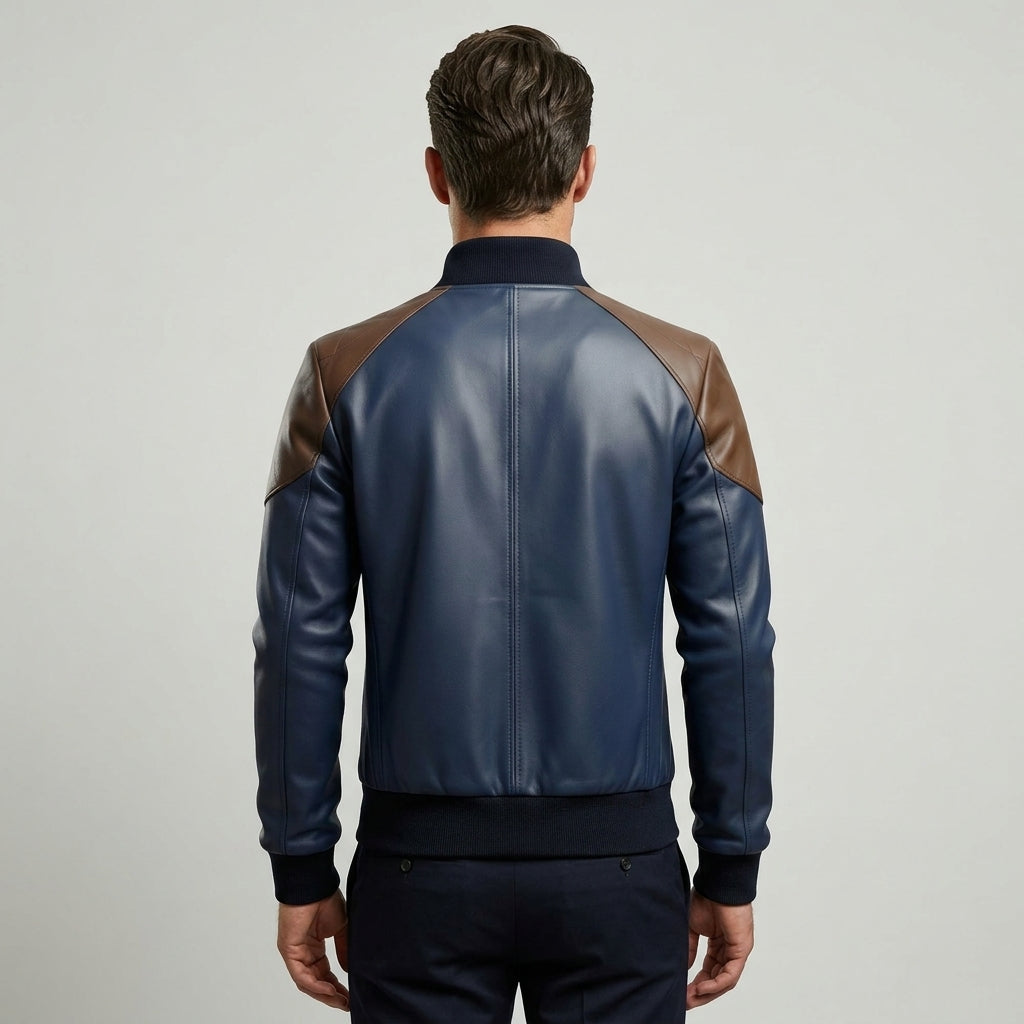 Men’s Blue Varsity Jacket – Genuine Leather College Bomber