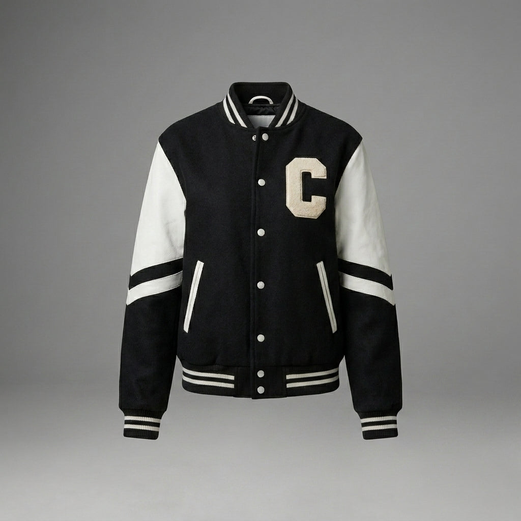 Back-to-Style Classic Black & White Varsity Jacket