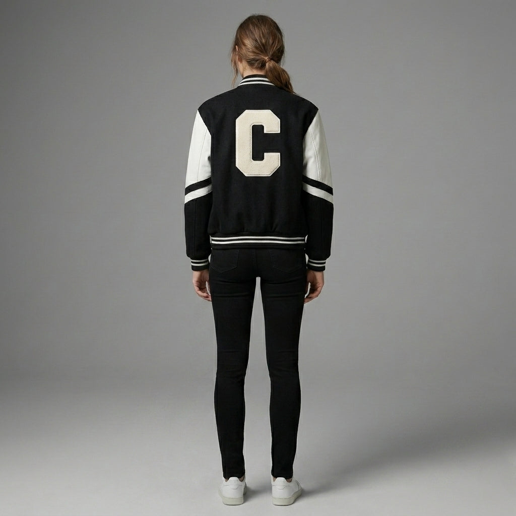 Back-to-Style Classic Black & White Varsity Jacket