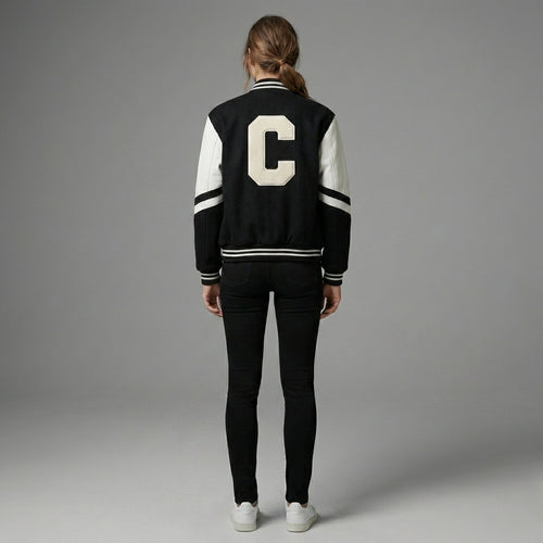 Back-to-Style Classic Black & White Varsity Jacket