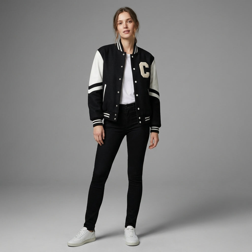 Back-to-Style Classic Black & White Varsity Jacket