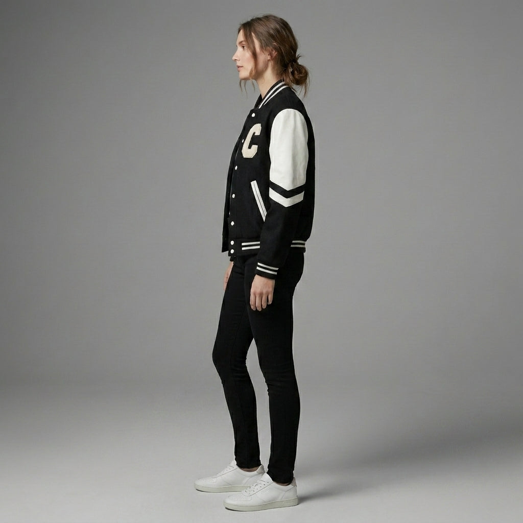 Back-to-Style Classic Black & White Varsity Jacket