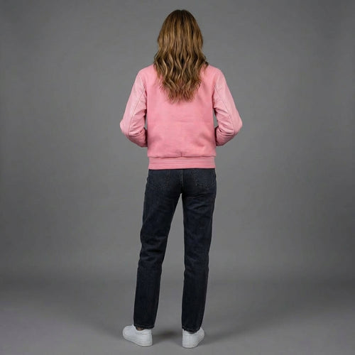 Bubblegum Dream Pink Varsity Jacket for Women