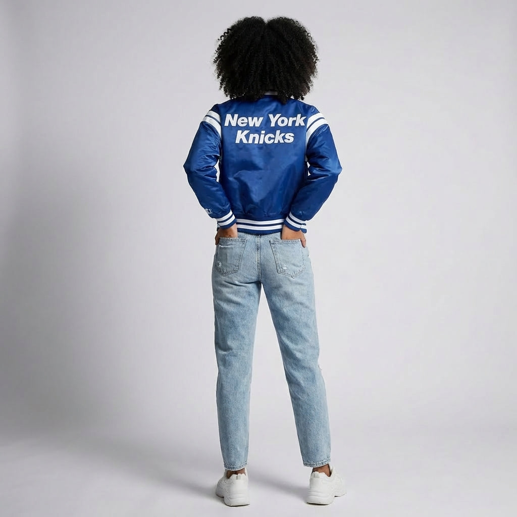 Midnight Blue Luxe Varsity Jacket