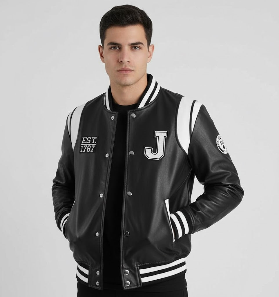 Classic Black Varsity Jacket for Men