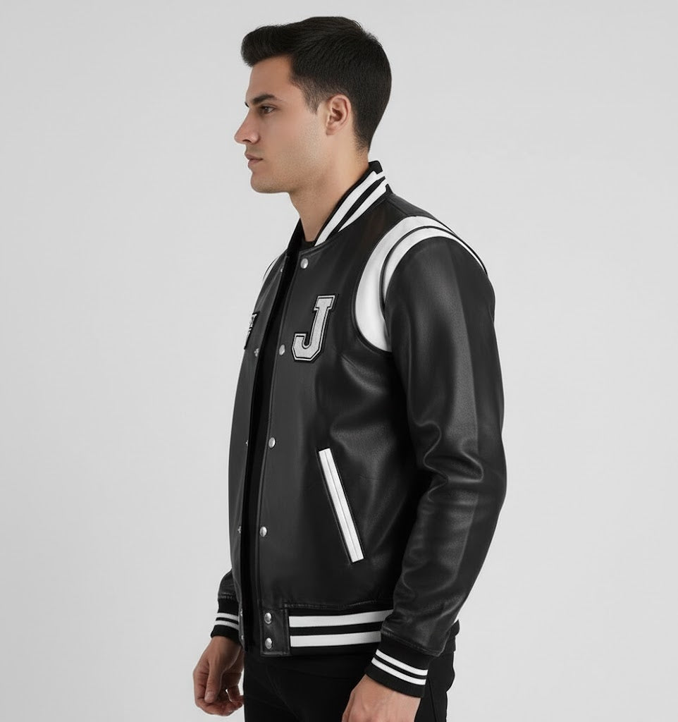 Classic Black Varsity Jacket for Men