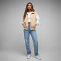 Beige Bloom Classic Cream Varsity Jacket for Women