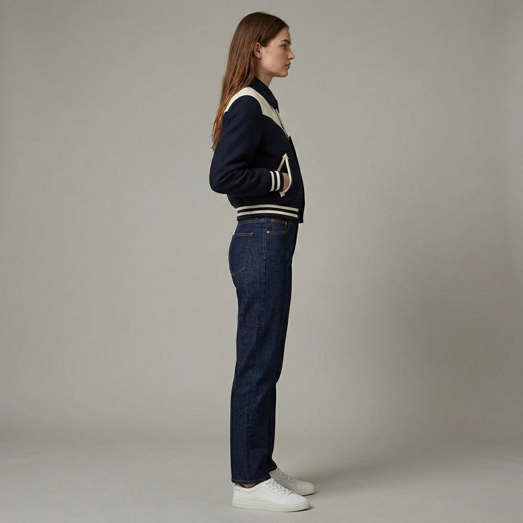 Black Horizon Skin Women’s Classic Black Varsity Jacket