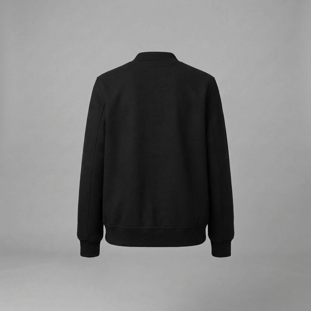 Black Luxe Leather Varsity Jacket for Women