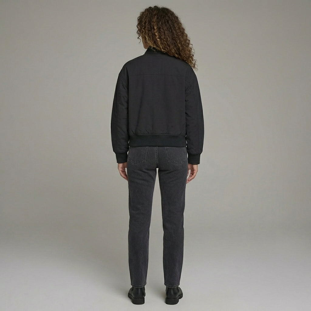 Black Night Spark Varsity Streetwear Jacket