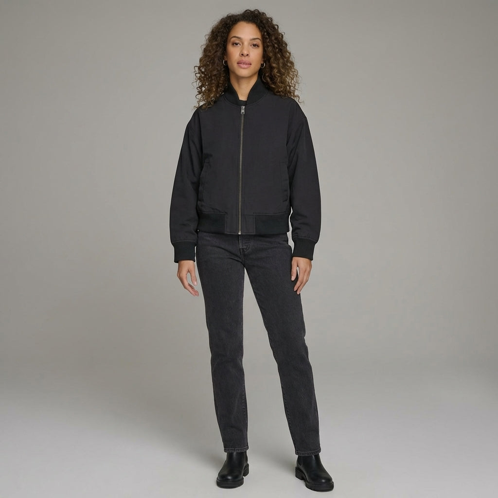 Black Night Spark Varsity Streetwear Jacket
