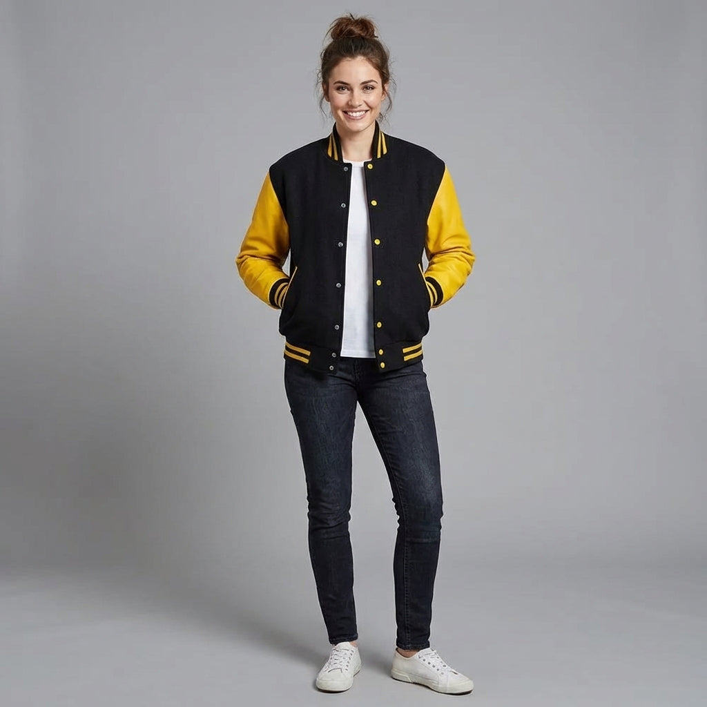 Black & Gold Strike Varsity Jacket