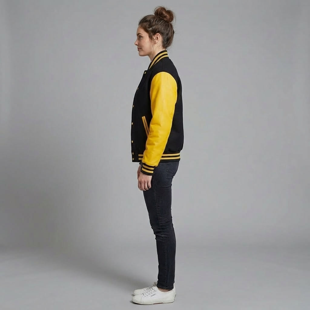 Black & Gold Strike Varsity Jacket