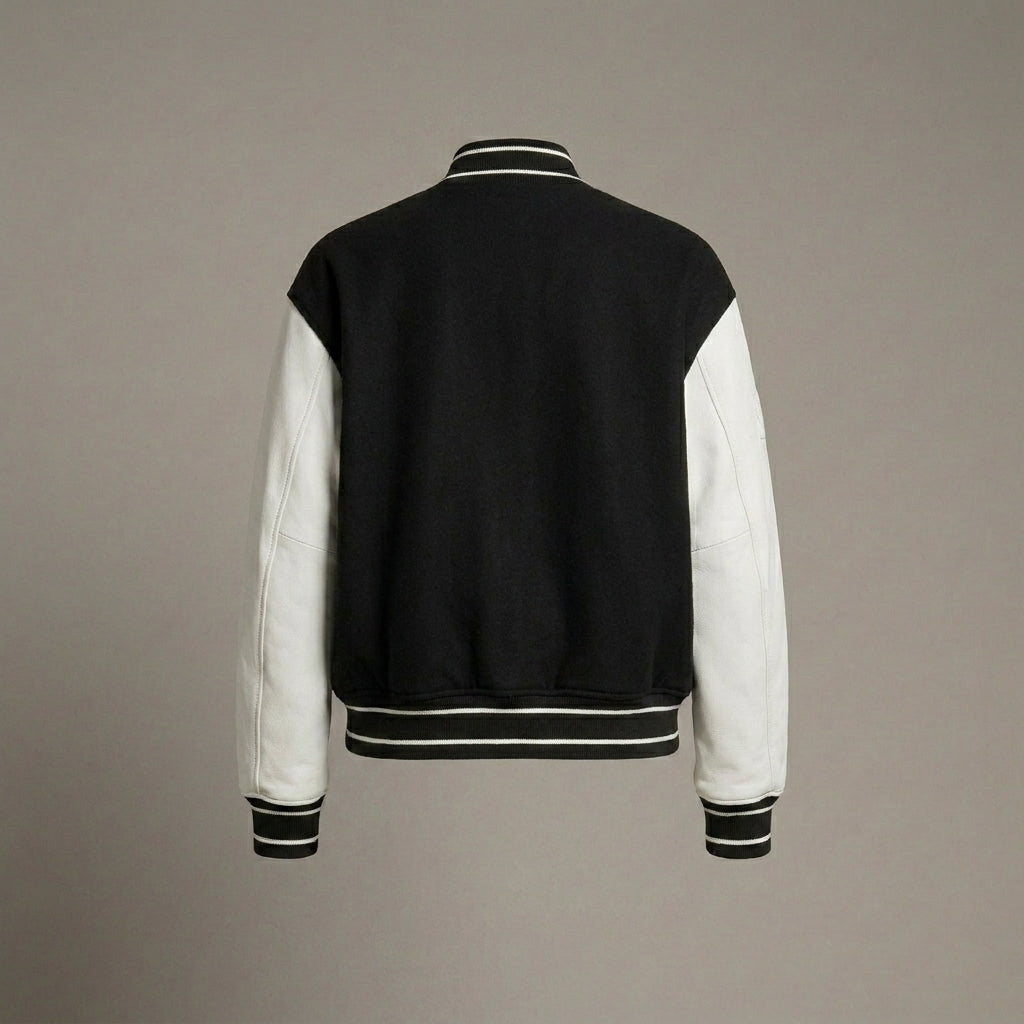 Black & White Classic Women’s Winter Varsity Jacket