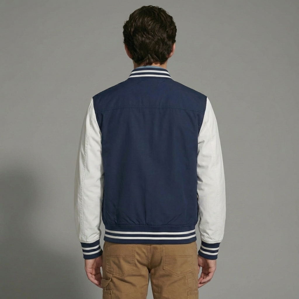 Men’s Blue Letterman Jacket – Classic Varsity Bomber