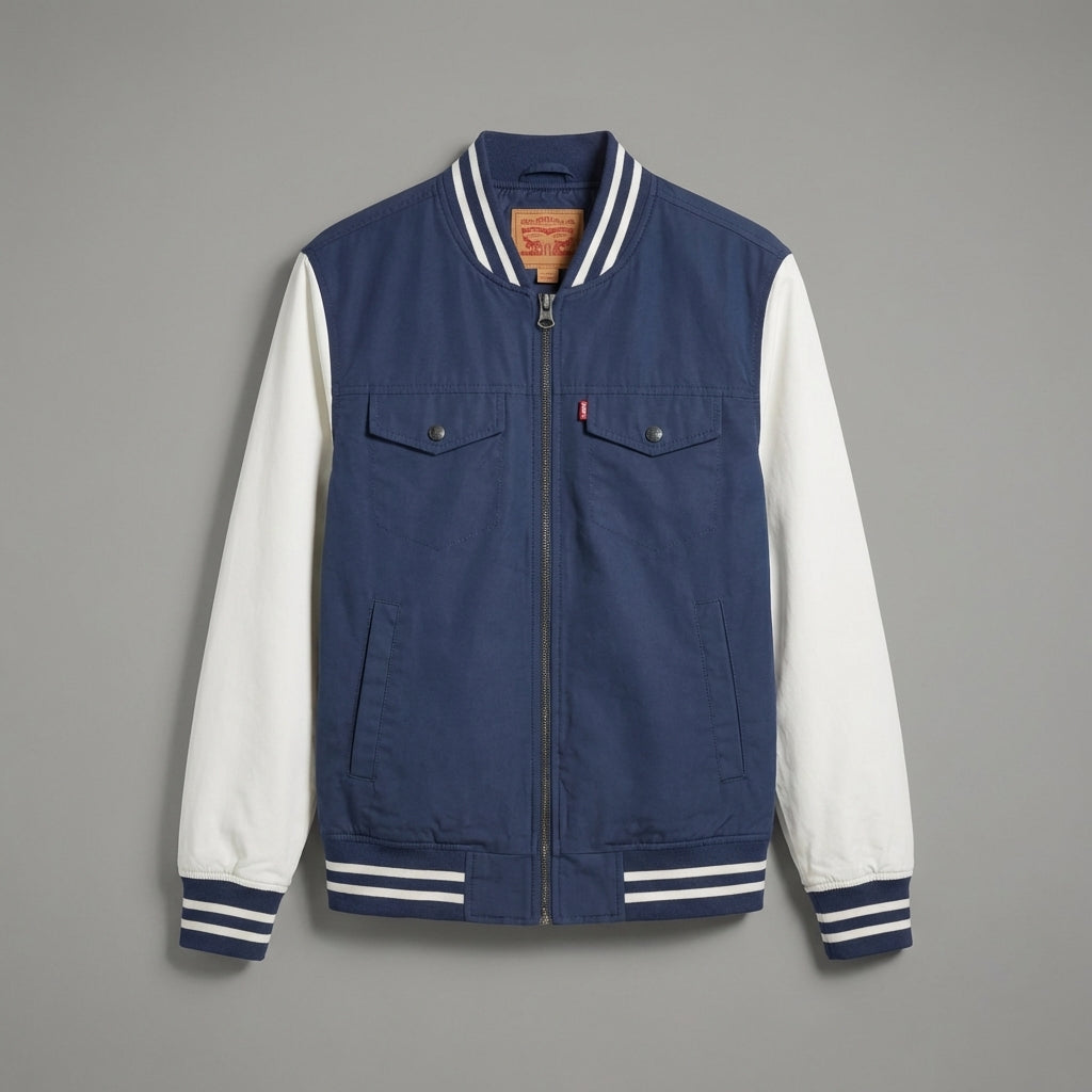Men’s Blue Letterman Jacket – Classic Varsity Bomber