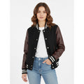 Black body & Brown sleeves leather women Varsity Jacket