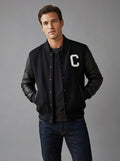 Black on Black Varsity Jacket – Custom Initial & Logo Letterman