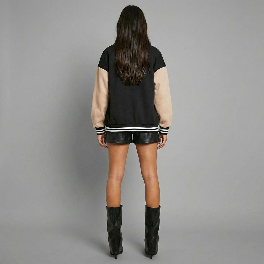 Blackstone Beige Women’s Varsity Jacket