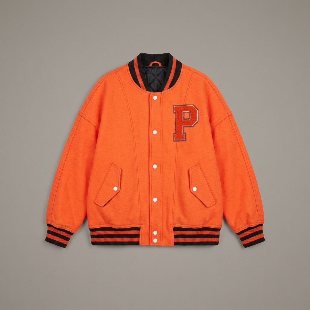 Blaze Chic Orange Women’s Varsity Jacket
