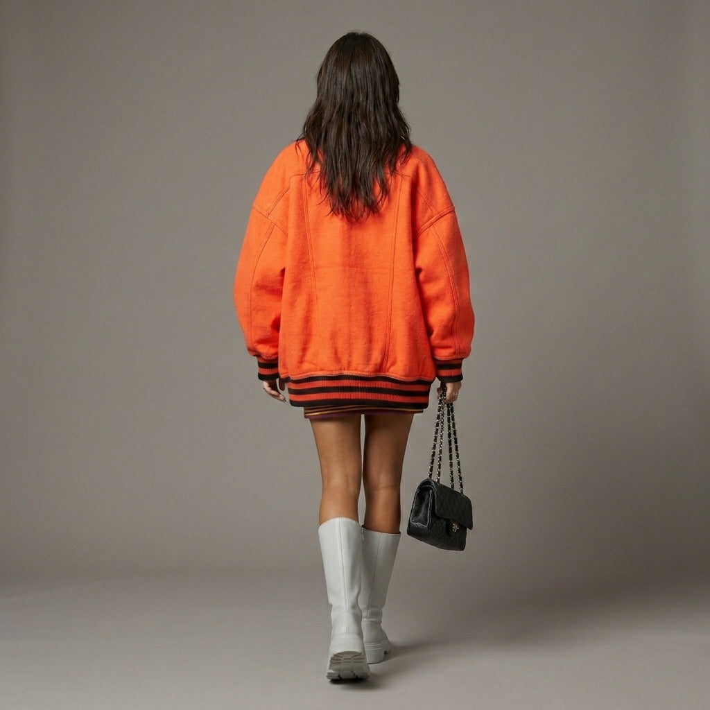 Blaze Chic Orange Women’s Varsity Jacket