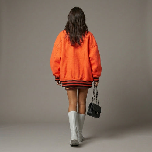 Blaze Chic Orange Women’s Varsity Jacket