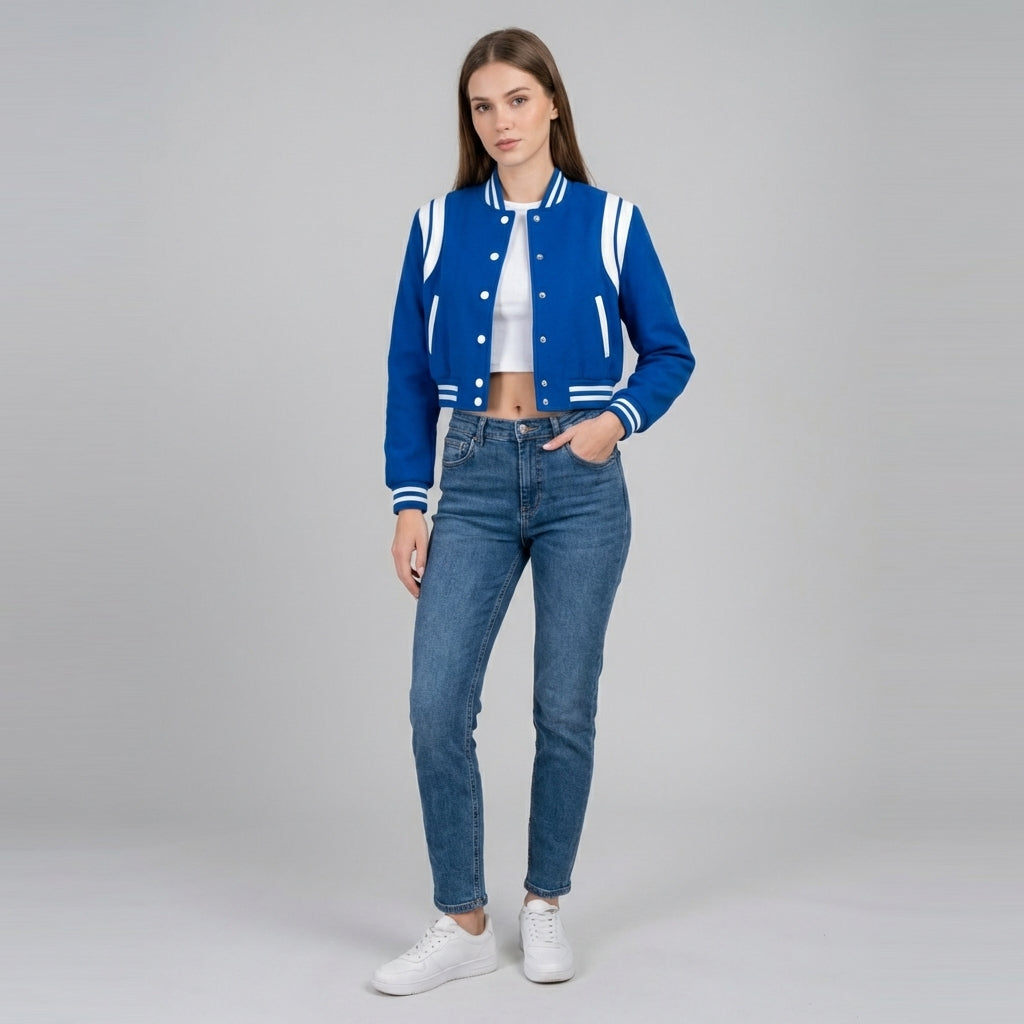 Blue Horizon Women’s Sky Blue Varsity Letterman Jacket