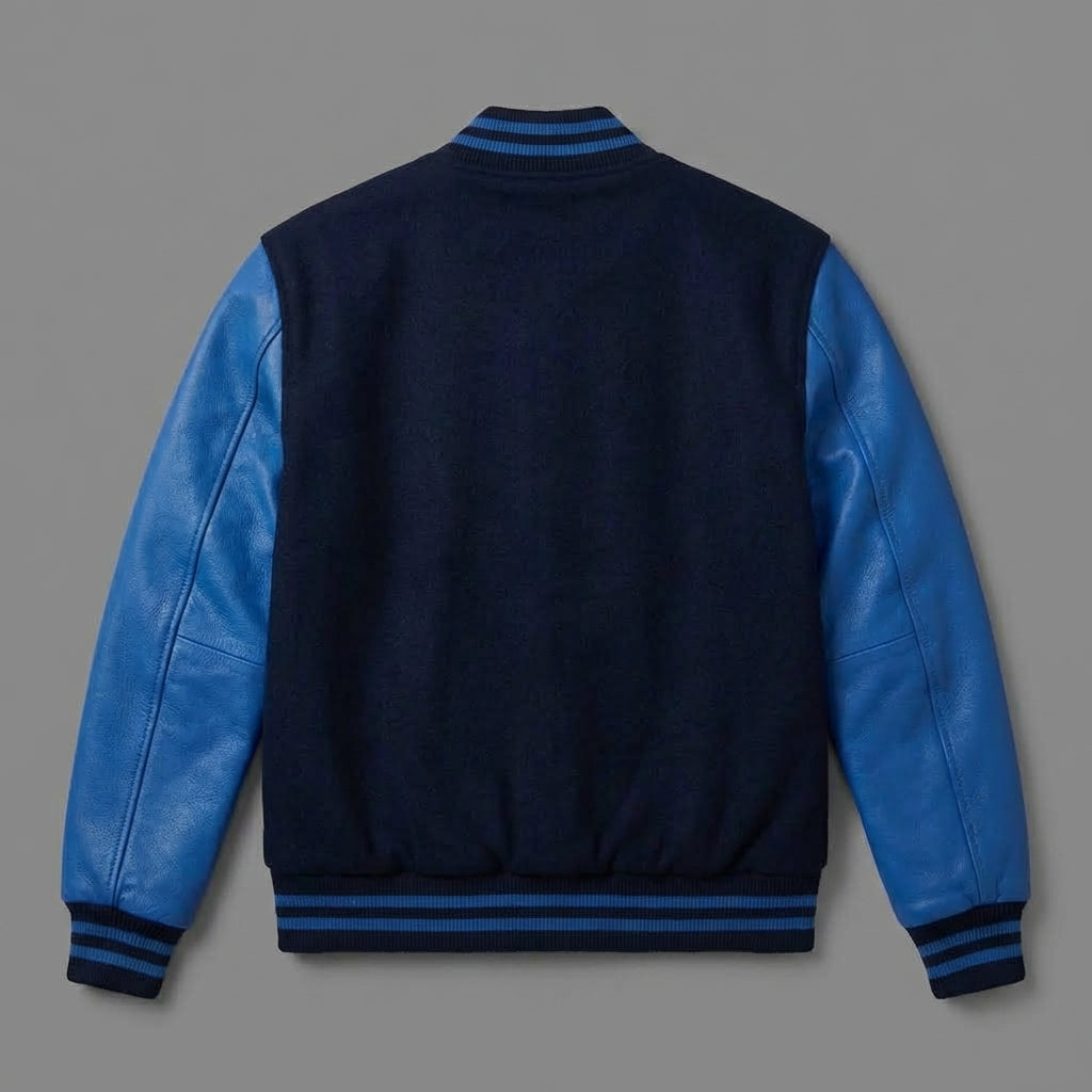 Blue & Black Women’s Leather Varsity Jacket