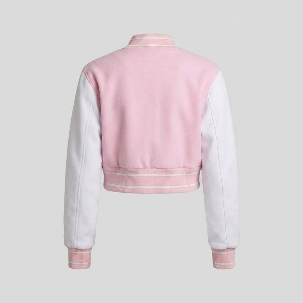 Blush Pink & White Women’s Varsity Jacket