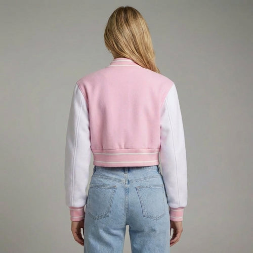 Blush Pink & White Women’s Varsity Jacket
