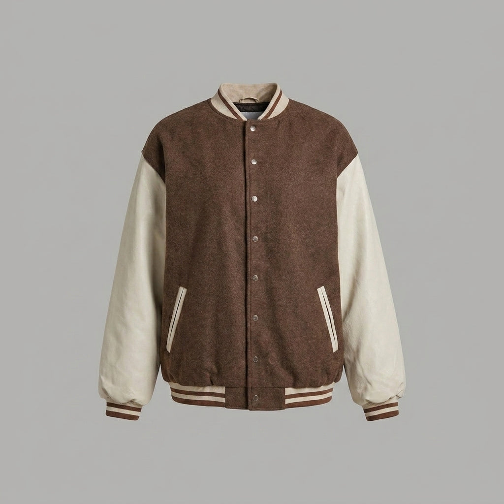 Brown & Cream Winter Women’s Varsity Jacket