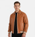 Brown Tan Leather Men’s Varsity Jacket