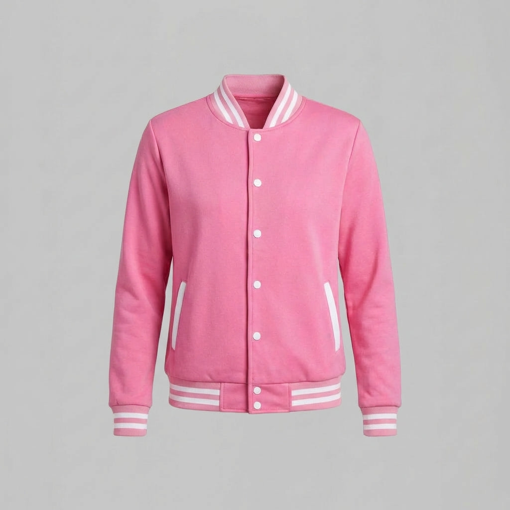 Candy Pink Edge Women’s Varsity Jacket