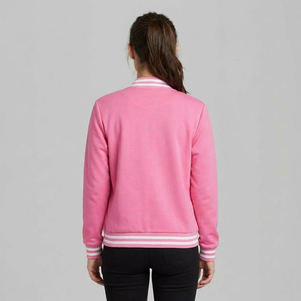 Candy Pink Edge Women’s Varsity Jacket