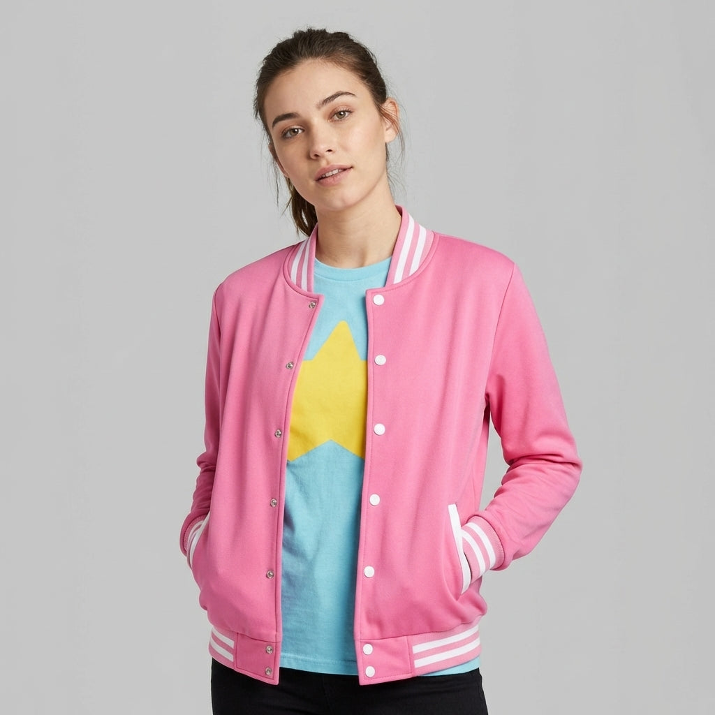 Candy Pink Edge Women’s Varsity Jacket
